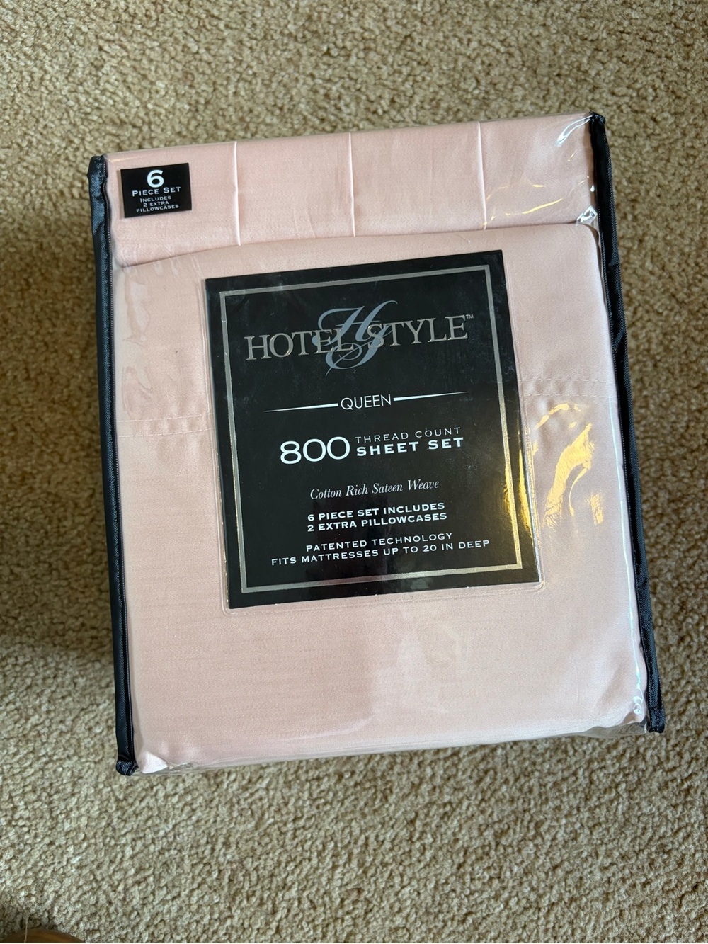 800 Thread Count Queen Sheet Set - Blush Pink